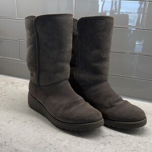 GRAY UGG BOOTS WITH SMALL HEEL
